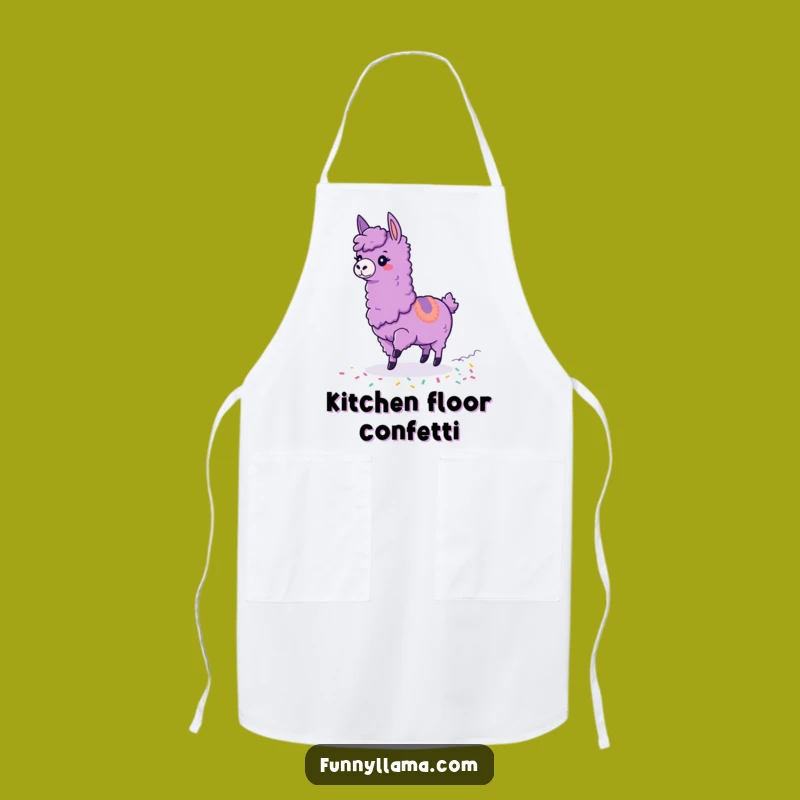 Funny Tripping Llama Apron: Clumsy Confetti Llama Wear for Humorous Cooking