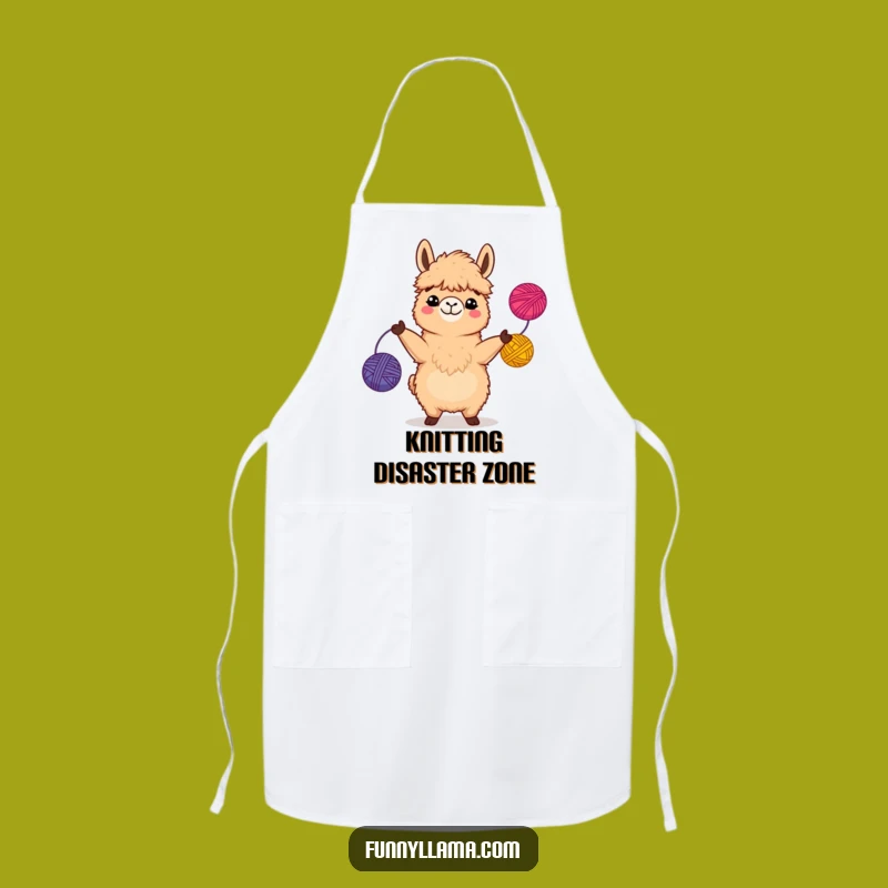 Funny Llama Apron: Comical Yarn Juggling Llama Chef's Wear for Hilarious Cooking