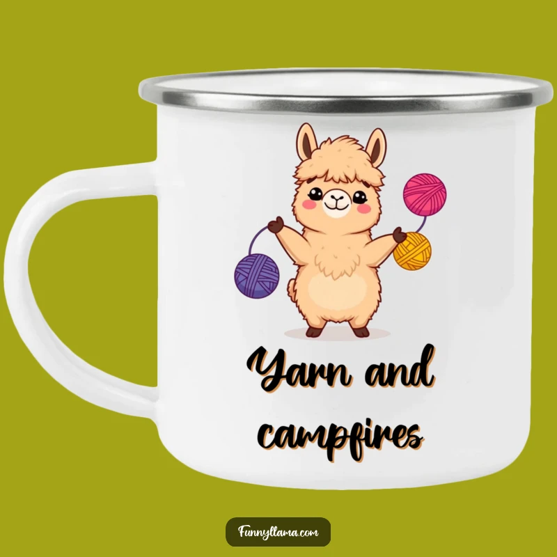 Funny Llama Camping Mug: Comical Yarn Juggling Design for Hilarious Outdoor Adventures