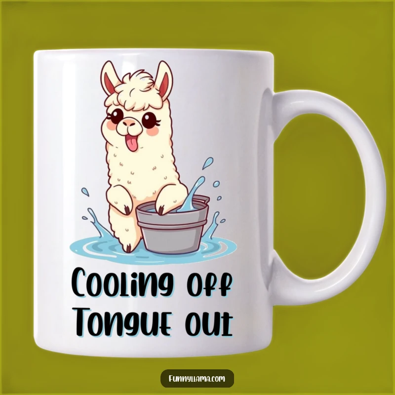 Funny Splashing Llama Mug: Tongue Out Llama Gift for Playful Water Fun
