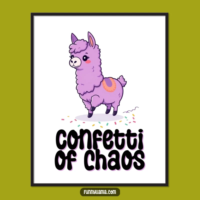 Funny Tripping Llama Digital Art: Clumsy Confetti Llama Print for Instant Humorous Decor