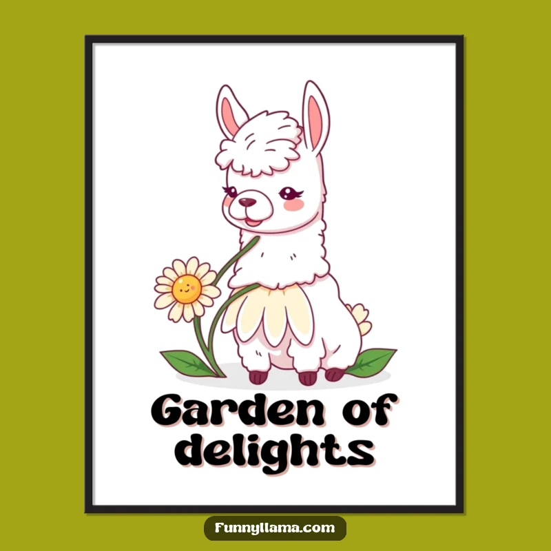 Funny Llama Daisy Digital Art: Instant Download of Peaceful Humor