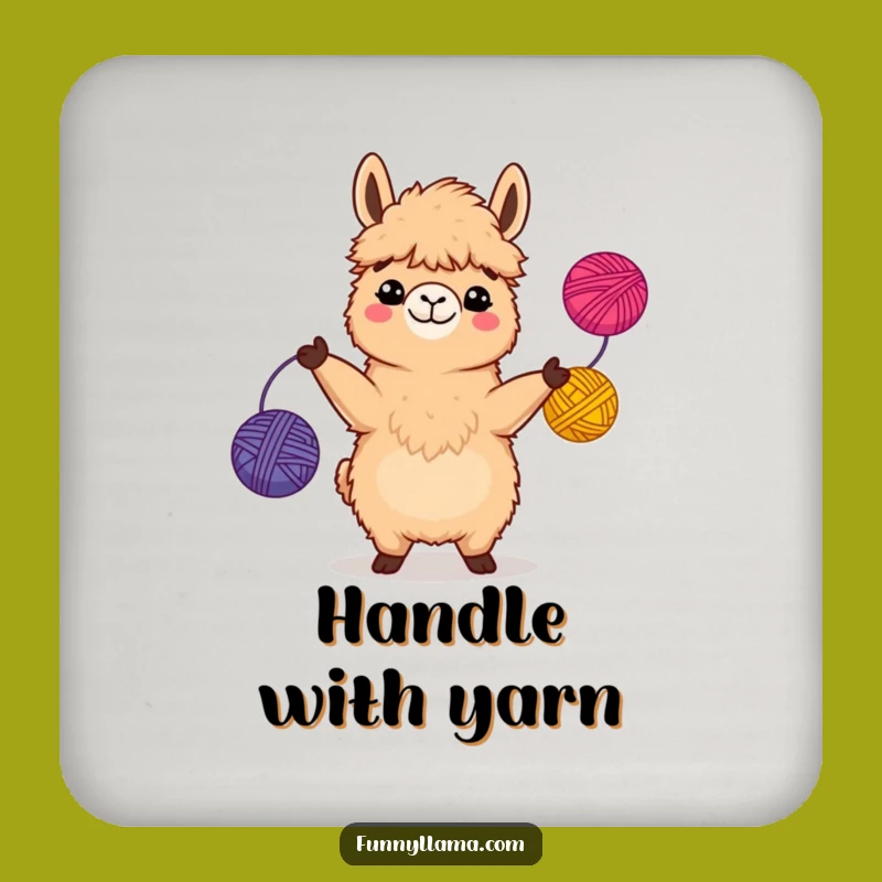 Funny Llama Coaster: Comical Yarn Juggling Llama Drink Protection for Hilarious Surfaces
