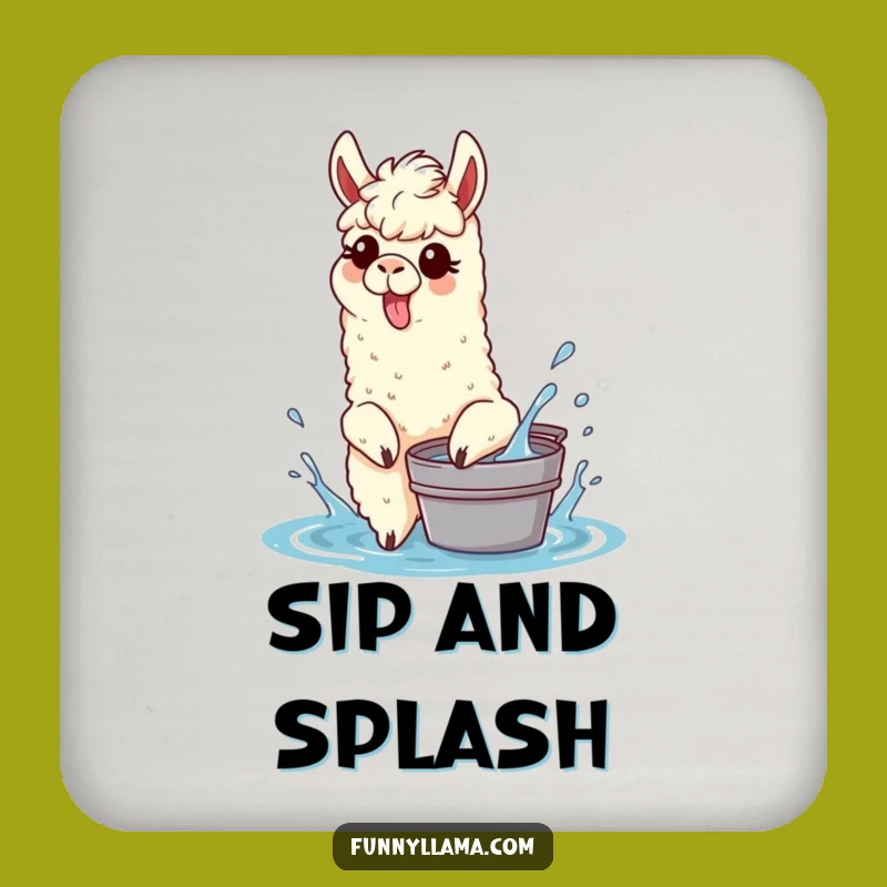 Funny Splashing Llama Coaster: Tongue Out Llama Decor for Playful Surfaces