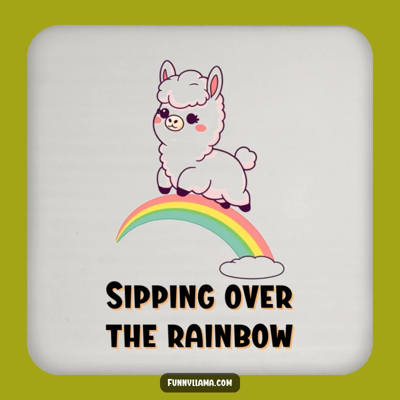 Funny Llama Rainbow Leap Coaster: Protect Surfaces with Whimsy