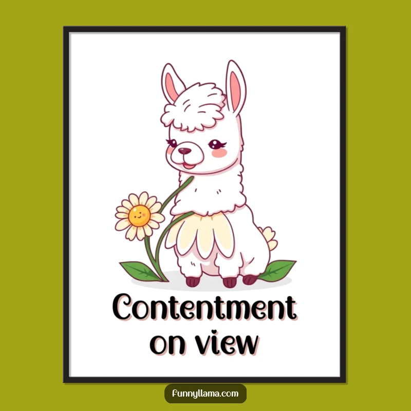 Funny Llama Daisy Poster: Peaceful and Hilarious Wall Art