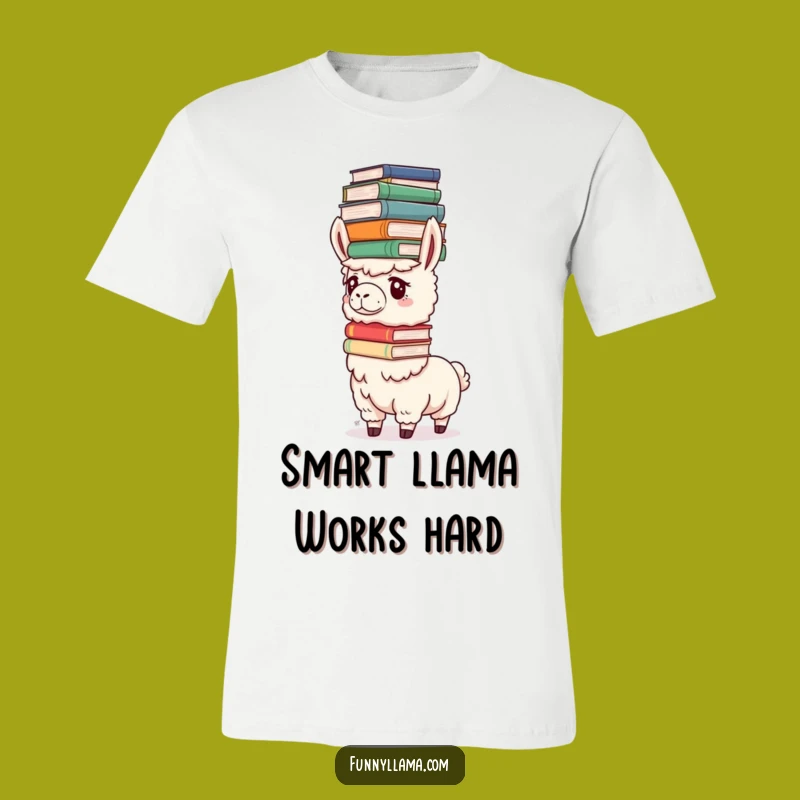 Funny Determined Llama T-Shirt: Book Balancing Llama Tee for Smart Humor