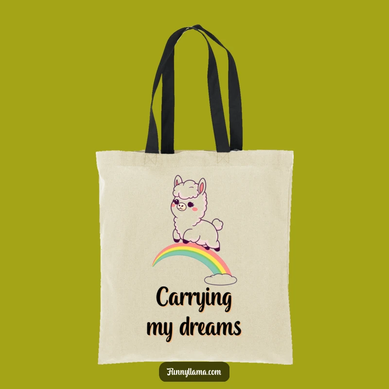 Funny Llama Rainbow Leap Tote Bag: Carry Your Joy with Style