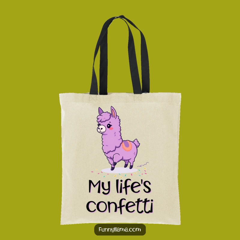 Funny Tripping Llama Tote Bag: Clumsy Confetti Llama Carryall for Humorous Outings