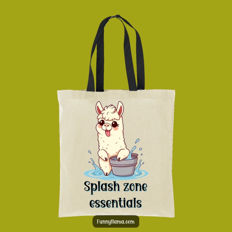 Funny Splashing Llama Tote Bag: Tongue Out Llama Carryall for Playful Errands